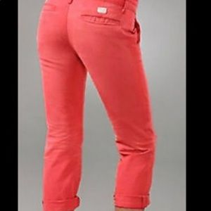 NWT! AG The Ex-Boyfriend Khaki Crop Coral